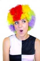 Deguisement Perruque afro/ clown multicolore standard adulte Femmes