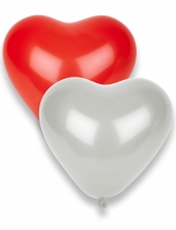 Deguisement 8 Ballons coeurs rouges et blancs 33 x 36 cm 