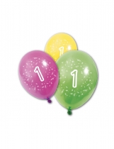 Deguisement 8 Ballons en latex anniversaire 1 an 30 cm 