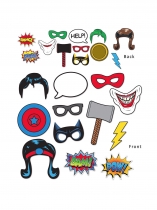 Deguisement Kit photobooth 12 pièces Super-héros Lunettes et Ombrelles
