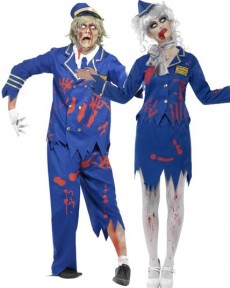 Couple Zombie Capitaine et Hôtesse costume