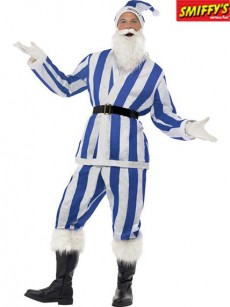 Costume Père Noel Raye Bleu Et Blanc accessoire