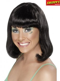 Perruque Soirée Noire Cheveux Avec Frange accessoire