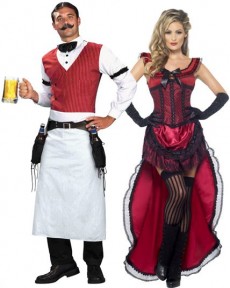 Couple Barman et Fille De Saloon costume