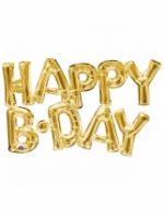 Ballon aluminium lettres Happy Birthday doré