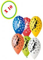 Sachet De 10 Ballons Foot Décorés Multicolore accessoire