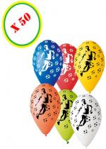 Sachet De 50 Ballons Foot Décorés Multicolore accessoire