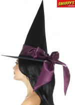 Chapeau Sorcière Deluxe Noir Noeud Violet accessoire