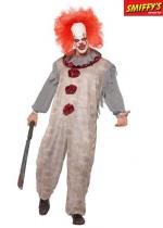 Déguisement De Clown Vintage Gris Et Rouge costume