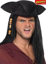 Chapeau Adulte Capitaine Pirate Tricorne Noir accessoire