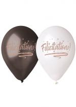 Sachet De 5 Ballons Félicitations Noir Blanc accessoire