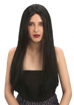 Perruque longue noire femme Halloween accessoire