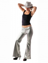 Pantalon disco holographique argent femme costume