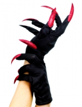 Gants avec faux ongles sorcière Halloween accessoire