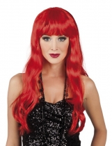 Perruque longue rouge à frange femme accessoire
