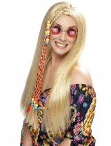 Perruque hippie blonde à tresses femme accessoire