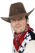 Deguisement Chapeau cowboy marron effet suédé adulte CowBoy, Sombrero, Paille
