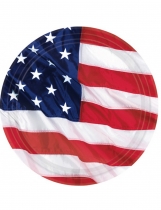 8 Assiettes drapeau américain 27 cm accessoire
