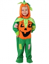 Déguisement citrouille orange et vert enfant Halloween costume