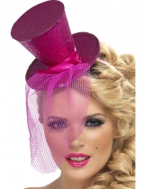 Deguisement Mini chapeau haut de forme rose femme Mini Chapeaux