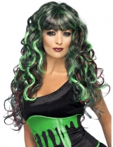 Perruque sirène verte et noire femme accessoire