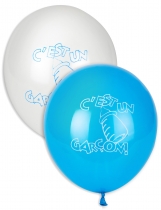 10 Ballons C'est un garçon ! bleus et blancs 30 cm accessoire