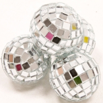 4 Mini boules à facettes argentées 3,5 cm accessoire