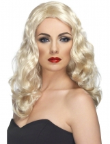 Perruque longue ondulée blonde femme accessoire