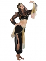 Déguisement danseuse orientale noir et or femme costume
