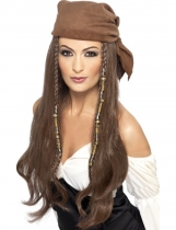 Deguisement Perruque longue chatain pirate femme Femmes
