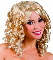 Perruque bouclée blonde à frange femme accessoire