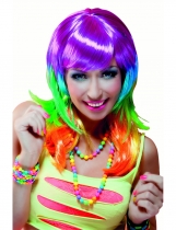 Perruque longue multicolore femme accessoire