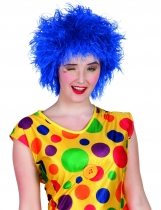 Deguisement Perruque clown colorée bleue femme 