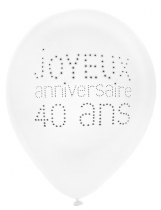 8 Ballons en latex 40 ans anniversaire chic 23 cm accessoire