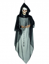 Décoration à suspendre squelette enchainé Halloween accessoire
