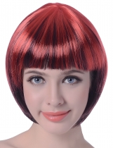 Deguisement Perruque courte rouge et noir femme Courtes