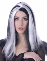 Perruque longue femme sinistre Halloween accessoire