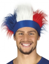 Deguisement Bandeau avec cheveux tricolore France adulte 