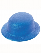 Chapeau melon pailletté bleu adulte accessoire