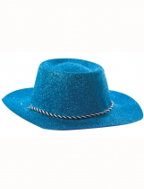 Chapeau cowgirl bleu à paillettes adulte accessoire