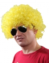Perruque afro/clown jaune adulte accessoire