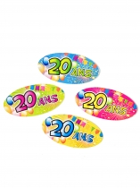 80 Confettis de table papier 20 ans Fiesta 4 x 2 cm accessoire