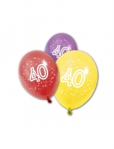 Deguisement 8 Ballons en latex anniversaire 40 ans 30 cm 