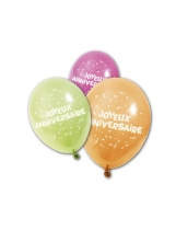 Deguisement 8 Ballons en latex Joyeux anniversaire 25 cm 