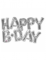 Deguisement Ballon aluminium lettres Happy Birthday argent 76 cm 