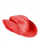 Deguisement Chapeau de paille Western rouge adulte 