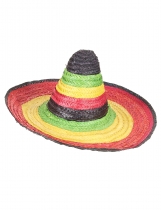 Sombrero Mexicain multicolore bordure et pointe noire adulte accessoire