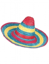 Deguisement Sombrero Mexicain rouge-vert-jaune adulte CowBoy, Sombrero, Paille