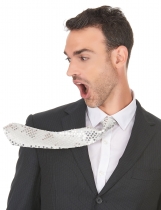 Deguisement Cravate blanche à sequins adulte Cravate et Noeud Papillon