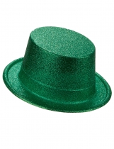 Deguisement Chapeau haut de forme plastique pailleté vert adulte 